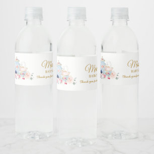 Étiquette Pour Bouteilles D'eau Fête de thé Chic Blush Floral pour bébé fille