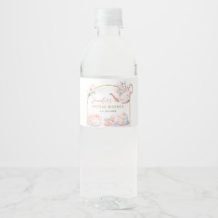 Étiquette Pour Bouteilles D'eau Fête de thé de mariage floral rose