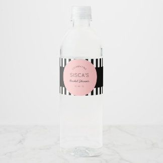 Étiquette Pour Bouteilles D'eau Fête des mariées vintage rose noire