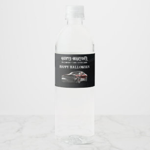 Étiquette Pour Bouteilles D'eau Fête d'Halloween de Muscle Car Américain Effrayant
