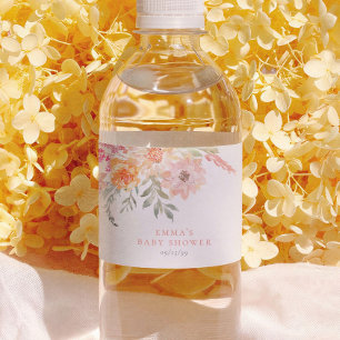 Étiquette Pour Bouteilles D'eau Fête Prénatale Fille Rose Florale Floraison Printa