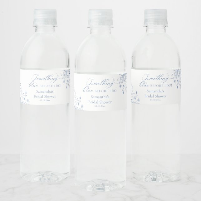 Étiquette Pour Bouteilles D'eau Fête Prénuptiale "Something Blue" (Bouteilles)