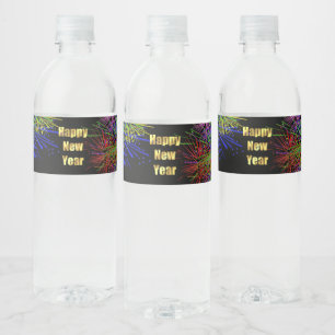 Étiquette Pour Bouteilles D'eau Feu d'artifice du Nouvel An
