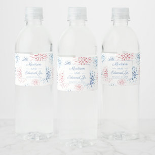 Étiquette Pour Bouteilles D'eau Feu Wedding shower Rouge Blanc Et Bleu