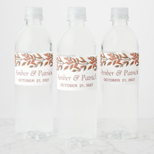 Étiquette Pour Bouteilles D'eau Feuillage automnal aquarelle Mariage