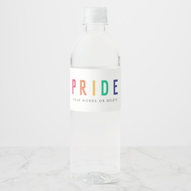 Étiquette Pour Bouteilles D'eau fierté | LGBTQ Gay Rainbow moderne (Devant)