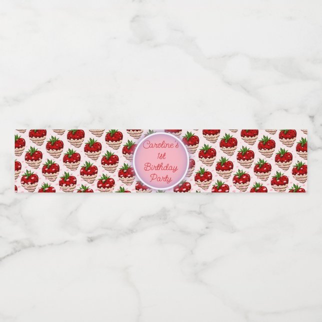 Étiquette Pour Bouteilles D'eau Fille de paille rose Merci d'anniversaire beaucoup (Étiquettes simples)