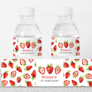 Étiquette Pour Bouteilles D'eau Fille fraise fête d'anniversaire