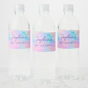 Étiquette Pour Bouteilles D'eau Fille mignonne sous la mer Fête d'anniversaire de