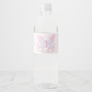 Étiquette Pour Bouteilles D'eau Fille Papillon Fraise Rose Eau de Fête pour Bébé