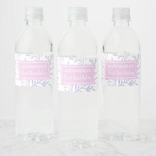 Étiquette Pour Bouteilles D'eau Fille Sirène Algue Pastel 1er Anniversaire
