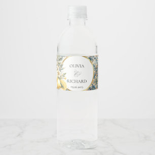 Étiquette Pour Bouteilles D'eau Fleur carrelée méditerranéenne Italien Positano Le