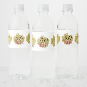 Étiquette Pour Bouteilles D'eau Fleur de Cactus Jaune / 50 et Fabuleux anniversair