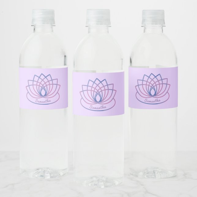 Étiquette Pour Bouteilles D'eau Fleur de Lotus rose et violet (Bouteilles)