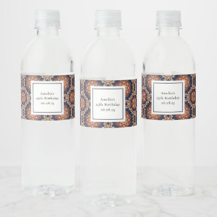 Étiquette Pour Bouteilles D'eau Fleur fantaisie et formes étoiles Motif Anniversai