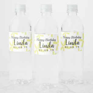 Étiquette Pour Bouteilles D'eau Fleur jaune de marguerite Joyeux Anniversaire   