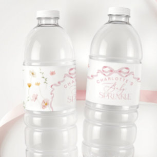 Étiquette Pour Bouteilles D'eau Fleur sauvage de bébé rose Bow arroser