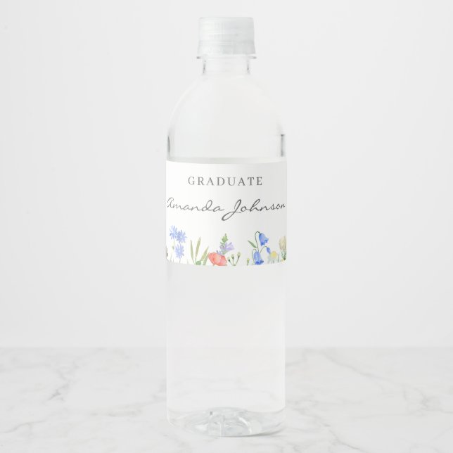 Étiquette Pour Bouteilles D'eau Fleur sauvage de la fête de l'infirmière (Devant)