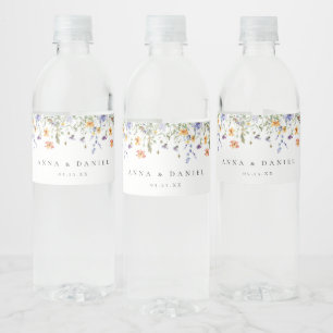 Étiquette Pour Bouteilles D'eau Fleur sauvage d'été Mariage de jardin