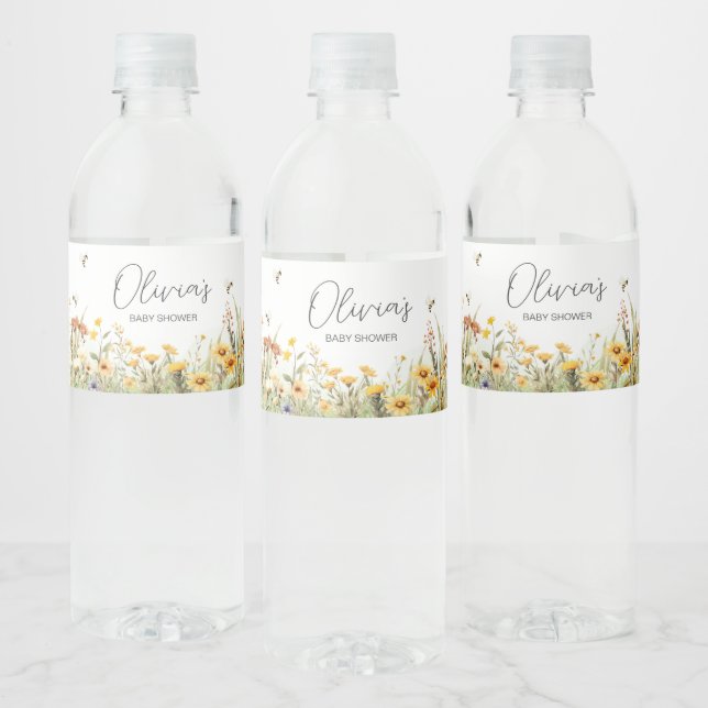 Étiquette Pour Bouteilles D'eau Fleur sauvage Maman to Bee Baby shower (Bouteilles)