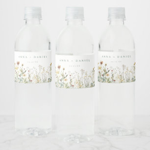 Étiquette Pour Bouteilles D'eau Fleur sauvage rustique Mariage Meadow