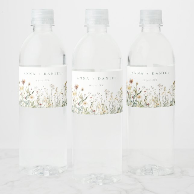 Étiquette Pour Bouteilles D'eau Fleur sauvage rustique Mariage Meadow (Bouteilles)