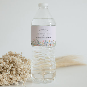 Étiquette Pour Bouteilles D'eau Fleur sauvage simple Fern Lavender Mariage