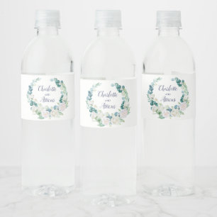Étiquette Pour Bouteilles D'eau Fleurs blanches classiques Mariage de couronne