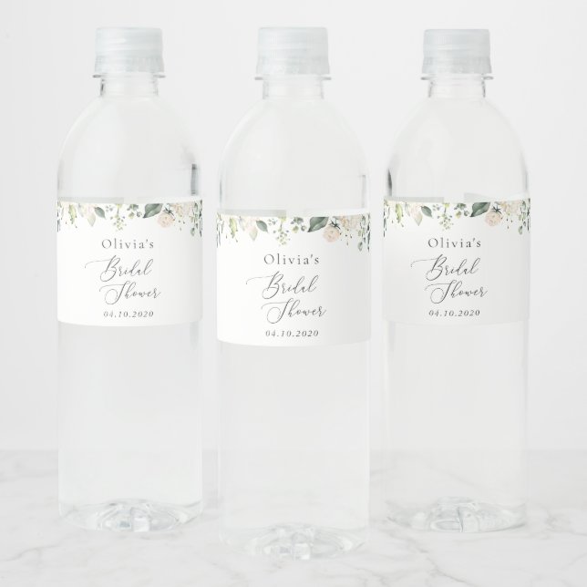 Étiquette Pour Bouteilles D'eau Fleurs blanches, Fleurs de crème, Boho, Fête des m (Bouteilles)