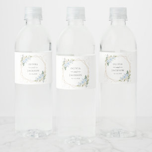 Étiquette Pour Bouteilles D'eau Fleurs bleues, Fleurs blanches, Verdure, Mariage