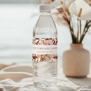 Étiquette Pour Bouteilles D'eau Fleurs de rouille en terre cuite Boho Foliage d'au