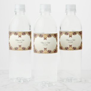 Étiquette Pour Bouteilles D'eau Fleurs d'or Étiquette de bouteille d'eau en pierre