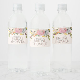 Étiquette Pour Bouteilles D'eau Fleurs douces peintes Fête des mariées florale