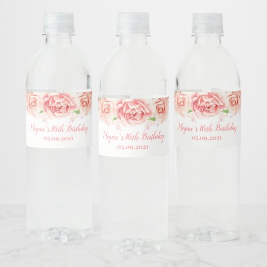 Etiquette Pour Bouteilles D Eau Fleurs Roses D Or De La Fete Du 16e Anniversaire Zazzle Fr Etiquette Pour Bouteilles D Eau Fleurs Roses D Or De La Fete Du 16e Anniversaire Zazzle Fr