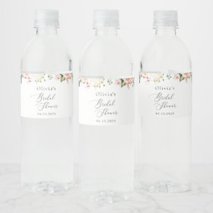 Étiquette Pour Bouteilles D'eau Fleurs roses, Fleurs blanches, Boho, Fête des mari