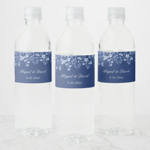 Étiquette Pour Bouteilles D'eau Fleurs sauvages sur mariage bleu français