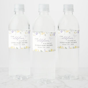 Étiquette Pour Bouteilles D'eau Fleurs violettes, Fleurs Jaunes, Boho, Baby shower