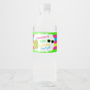 Étiquette Pour Bouteilles D'eau Flip Flops et lunettes de soleil Beach Party Amuse