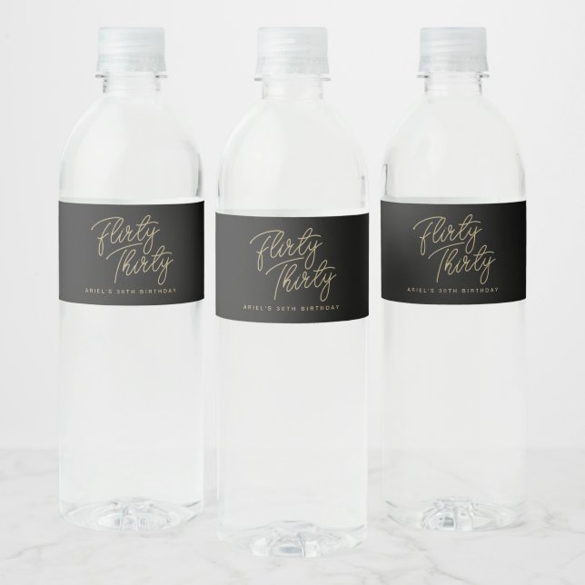Étiquette Pour Bouteilles D'eau Flirty moderne simple Trente Anniversaire personna (Bouteilles)
