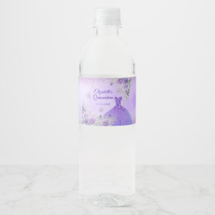 Étiquette Pour Bouteilles D'eau Flocon de neige violet hiver Quinceañera Bouteille