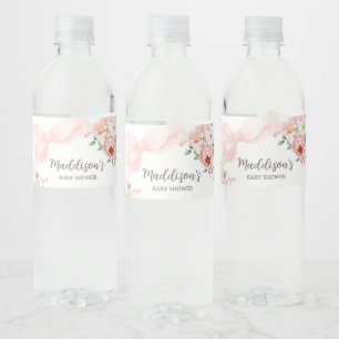 Étiquette Pour Bouteilles D'eau Floral Coquette Baby dans le Baby shower en fleurs