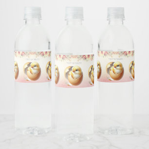 Étiquette Pour Bouteilles D'eau Floral de petite éclosion de poulet