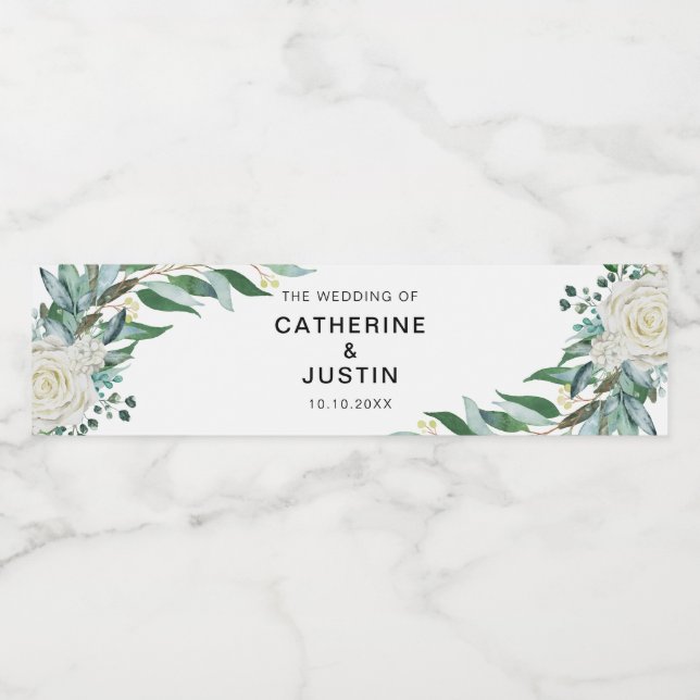 Étiquette Pour Bouteilles D'eau Floral Greenery Mariage Event Tout le texte modifi (Étiquettes simples)