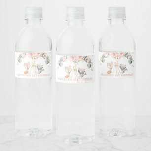 Étiquette Pour Bouteilles D'eau Flore de verdure Chic Blush Woodland 1er anniversa