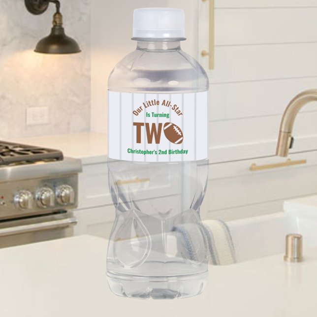 Étiquette Pour Bouteilles D'eau Football étoilé 2e anniversaire (Créateur téléchargé)