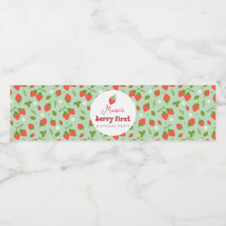 Étiquette Pour Bouteilles D'eau Fraise Berry Première fête d'anniversaire