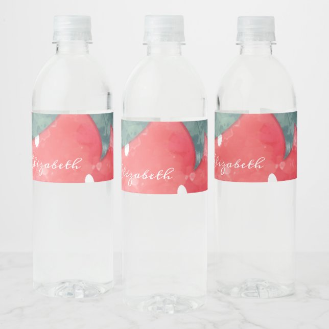 Étiquette Pour Bouteilles D'eau Fraise d'aquarelle mignonne (Bouteilles)