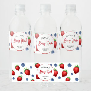 Étiquette Pour Bouteilles D'eau Fraise et bleuets Fille Anniversaire