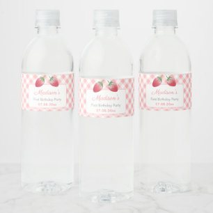 Étiquette Pour Bouteilles D'eau Fraises En vichy vérifier pique-nique fête d'anniv