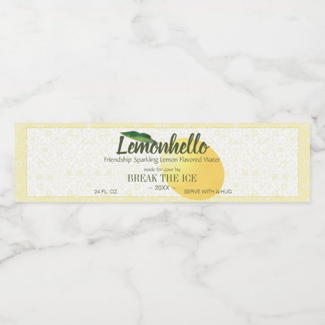 Étiquette Pour Bouteilles D'eau Fruit citron | Amitié Hello Funny (Étiquettes simples)
